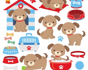 Puppy Dogs Digital Clipart, Puppies Clipart