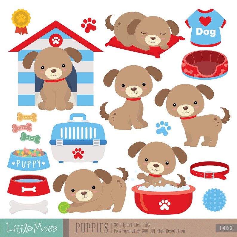 Puppy Dogs Digital Clipart, Puppies Clipart image 1