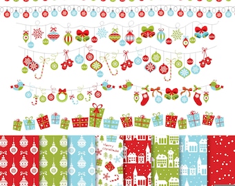 Christmas Combo Digital Clipart, Christmas Elements