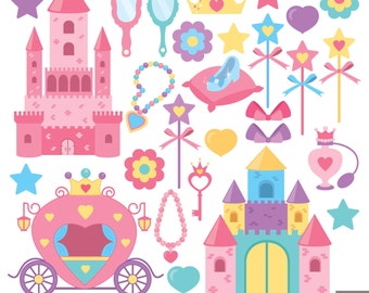 Princess Elements Digital Clipart, Castle Clipart , Carriage Clipart