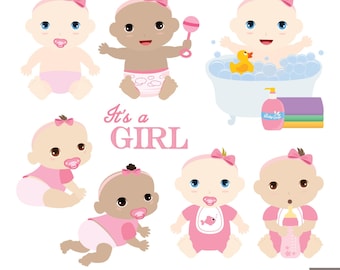 Baby Girls Digital Clipart
