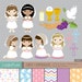 Girl First Communion Digital Clipart and Papers, Communion Girl Clipart, Communion Clipart 