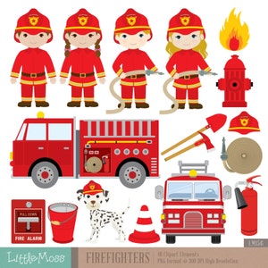 Pompiers Digital Clipart, Clipart pompier image 1