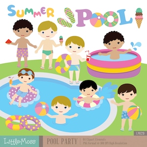 Boys Pool Party Digital Clipart