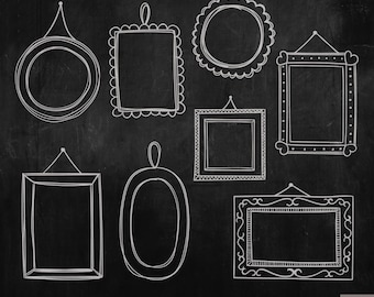 Hand Drawn Chalkboard Frames Clipart (Digital Download)