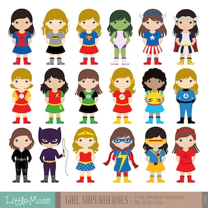 Clipart de super-heróis de menina, clipart de menina de super-heróis