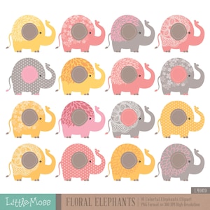 Elefante bebé imágenes prediseñadas de la ducha, bebé y mamá, elefante con  globo paraguas Clip Art -  España