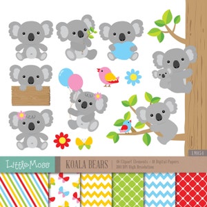 Koala Bear Digital Clipart and Papers
