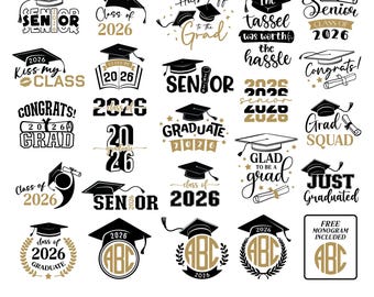 Graduation 2026 SVG Bundle, Graduate Clipart, Digital Download