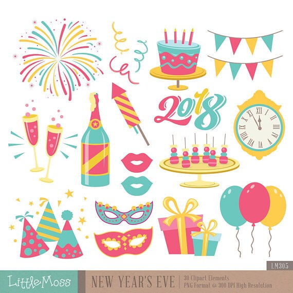 Neujahr Silvester Digital Clipart Glitter Neujahr Etsy