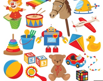 Vintage Toys Digital Clipart