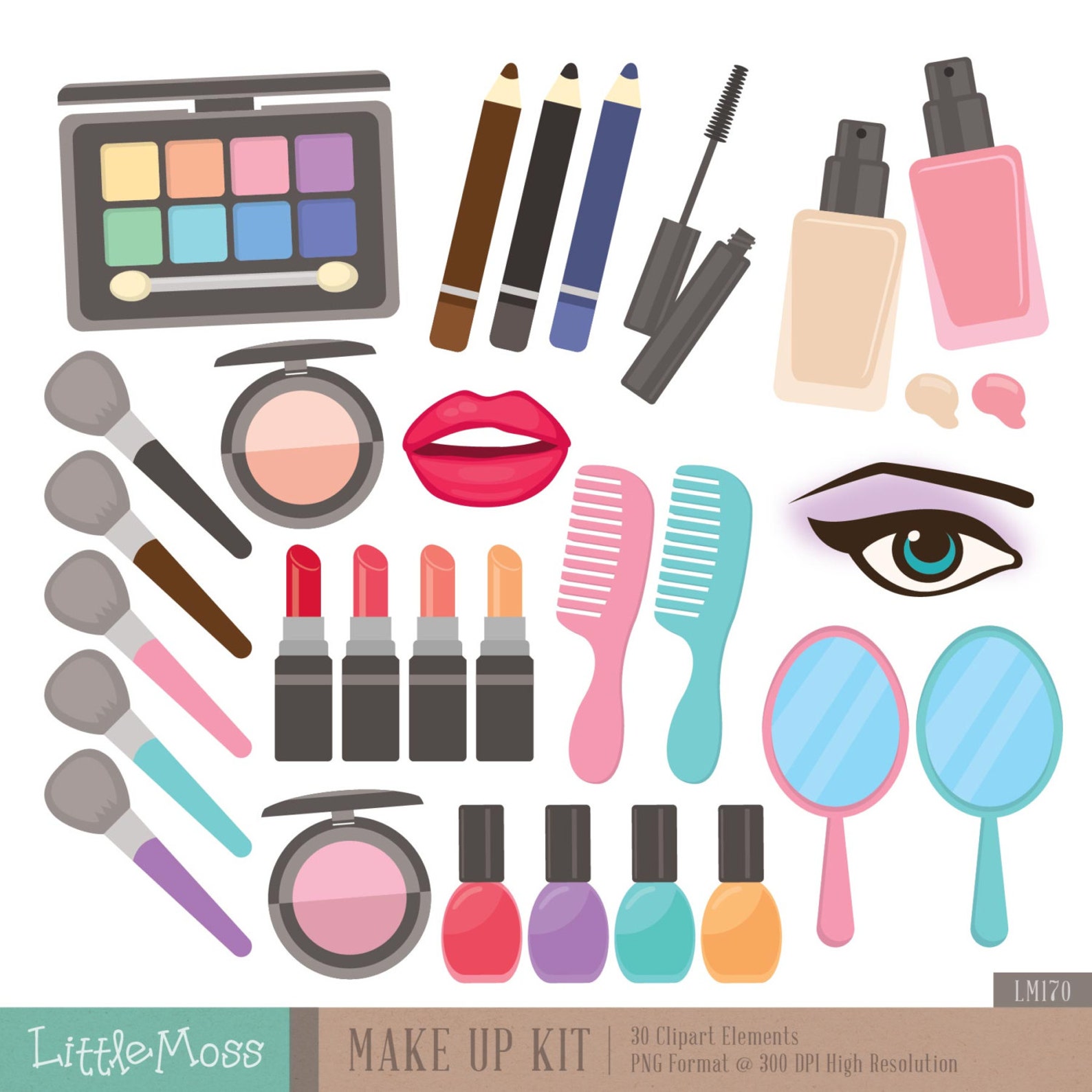 Make up Kit Digital Clipart Cosmetic Clipart | Etsy
