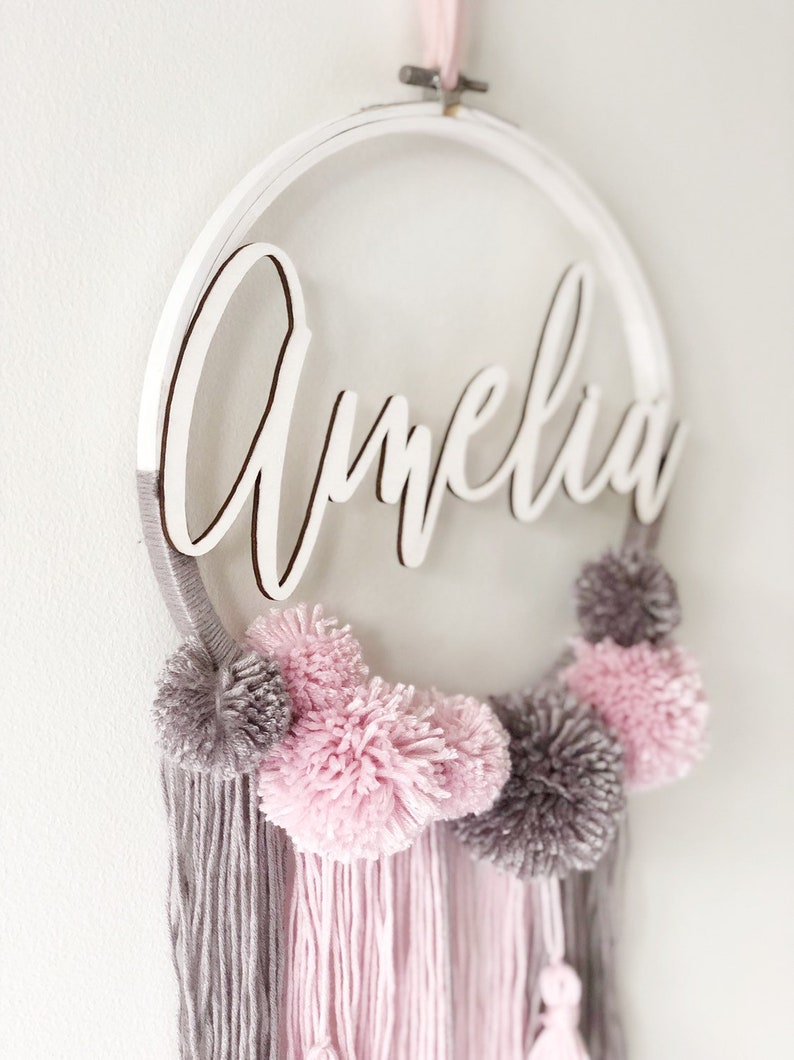 Personalised Pom Pom Tassle Wreath Dreamcatcher - Etsy