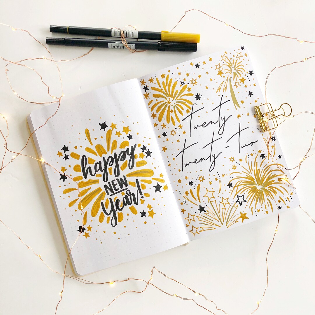 New Year Themed Bullet Journal Template Etsy UK