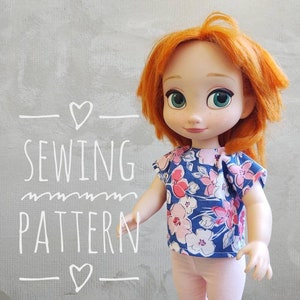DIY doll T-Shirt, Sewing pattern T-shirt, Pattern Doll Clothes, Doll Casual Clothes, easy doll clothes pattern, 16 inch doll outfit