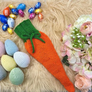 Patrón de punto para Pascua: Cono de caramelo de zanahoria | Relleno para cesta de Pascua | Soporte para dulces de primavera | Patrón en PDF