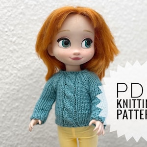 Modello di maglione per bambola, modello di pullover per bambola da 14-16 pollici, tutorial per vestiti per bambole, modello di maglione a trecce