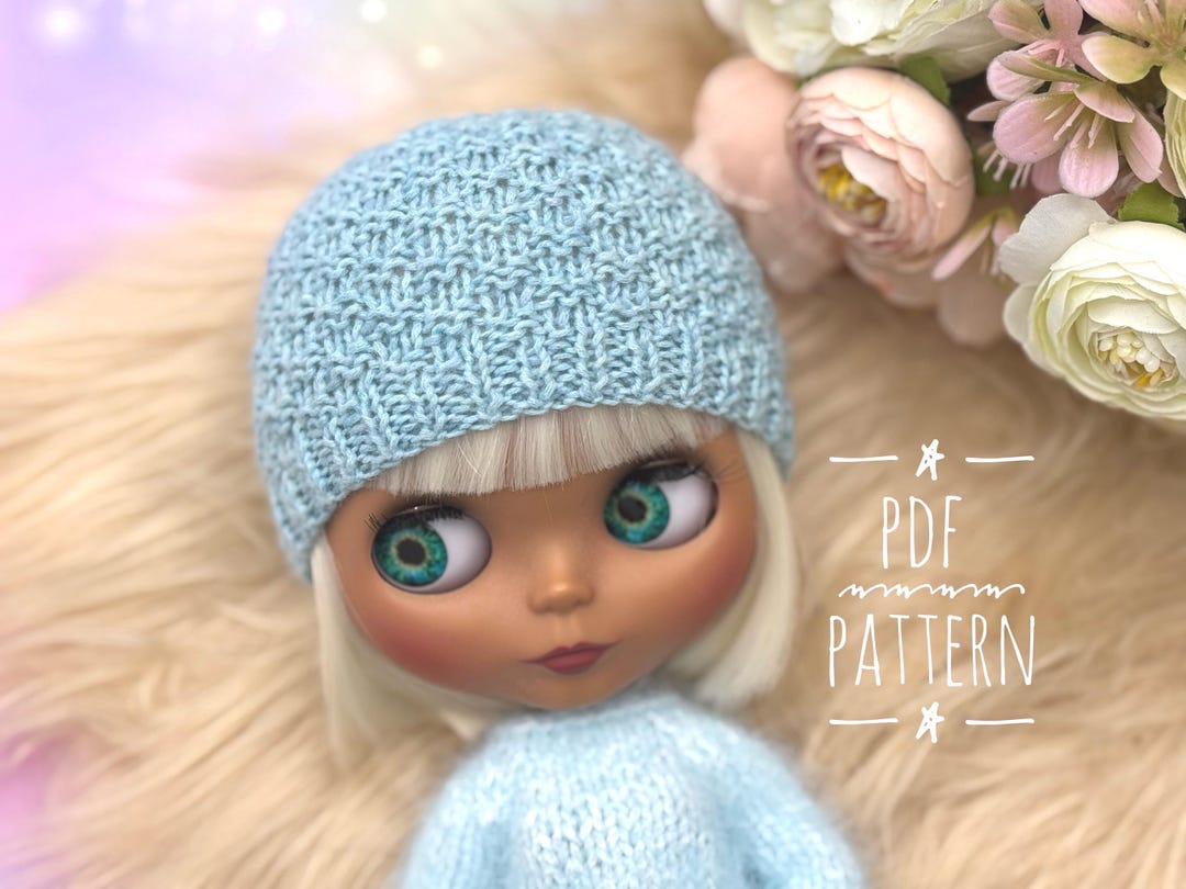 Knitting Pattern for Blythe Doll Hat – Checkerboard Texture Beanie ...