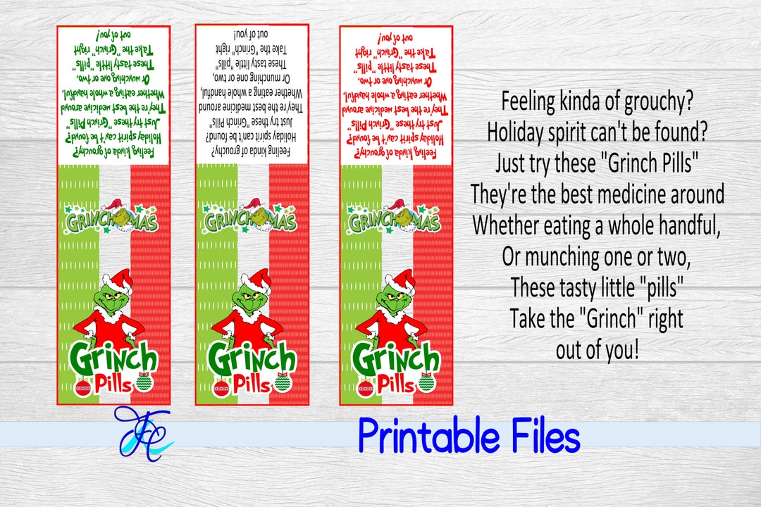 Grinch Pills Tic Tac Label Bundle V2 Digital Download Only - Etsy