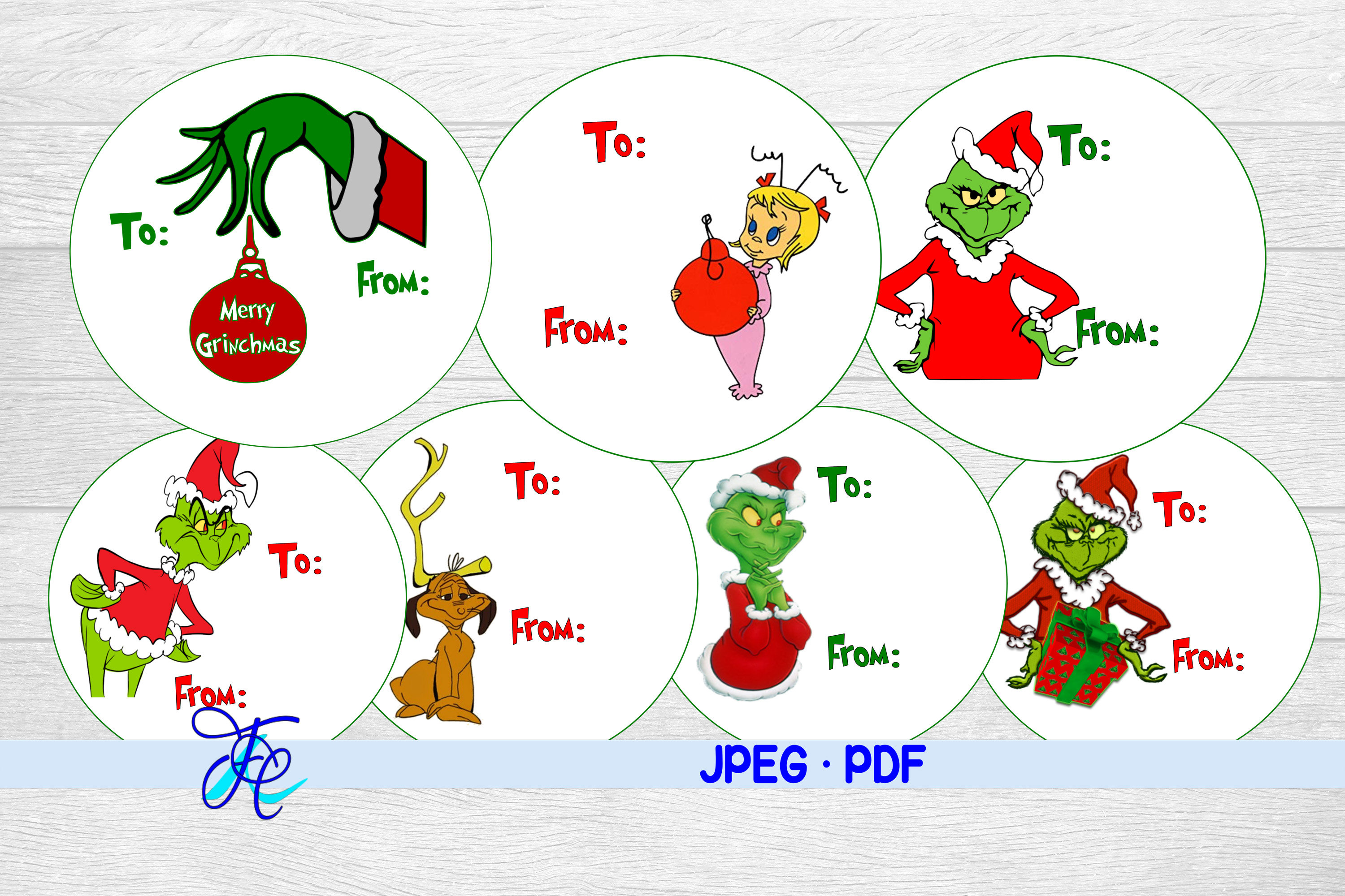 2 Grinch Labels to &amp; From Digital Download Only - Etsy