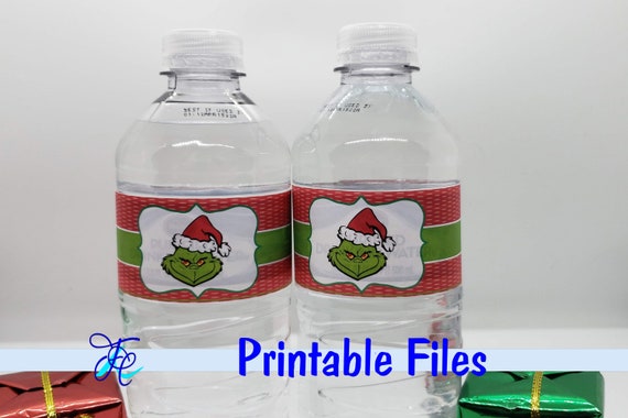 Grinch Face Water Bottle Label Digital Download Only 