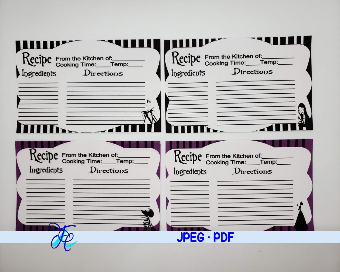 Nightmare Before Christmas Recipe Cards 3x5 Digital Download Etsy New Nightmare Before Christmas Recipe Cards 3x5 Digital Download Etsy New