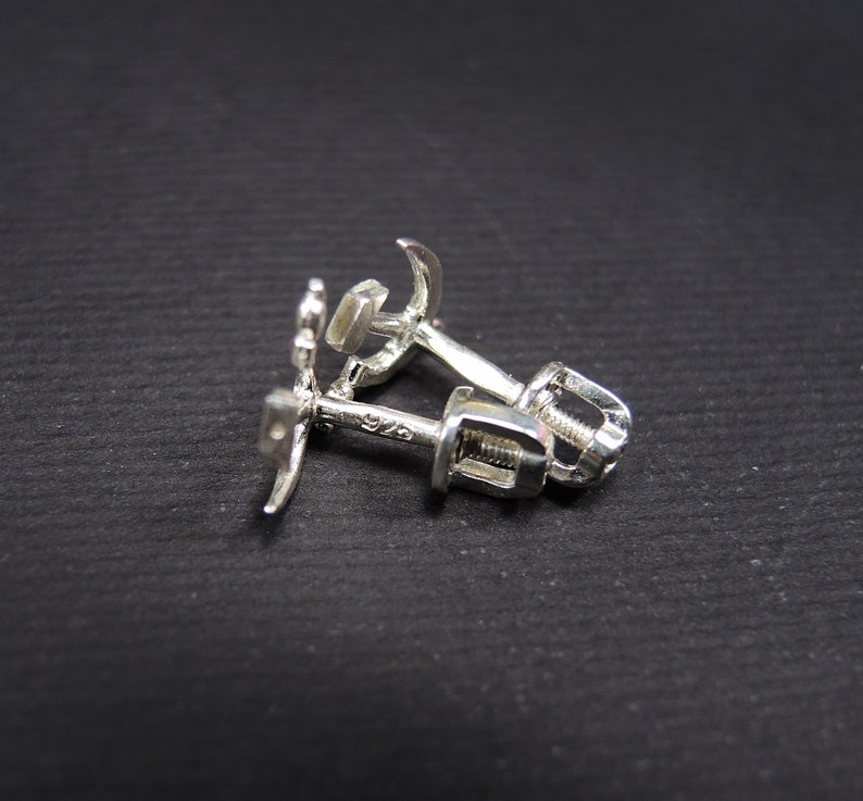 Small Sterling silver stud earrings Hammer and Sickle Etsy