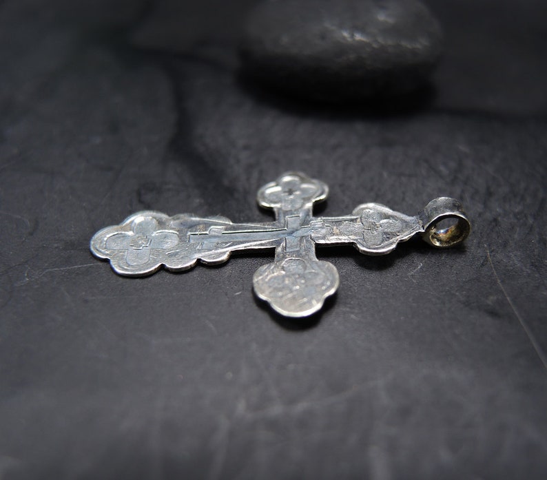 silver 84 Imperial Russia cross 19th century Antique Sterling Silver Cross Jesus Christ Crucifix Orthodox Cross