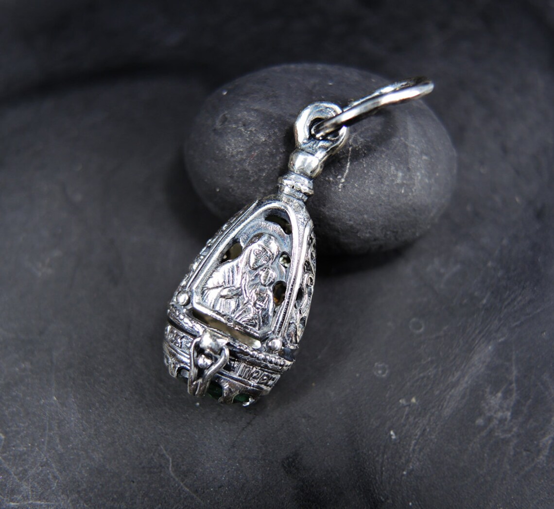 Sterling Silver Christian Locket Pendant Virgin Mary with Etsy