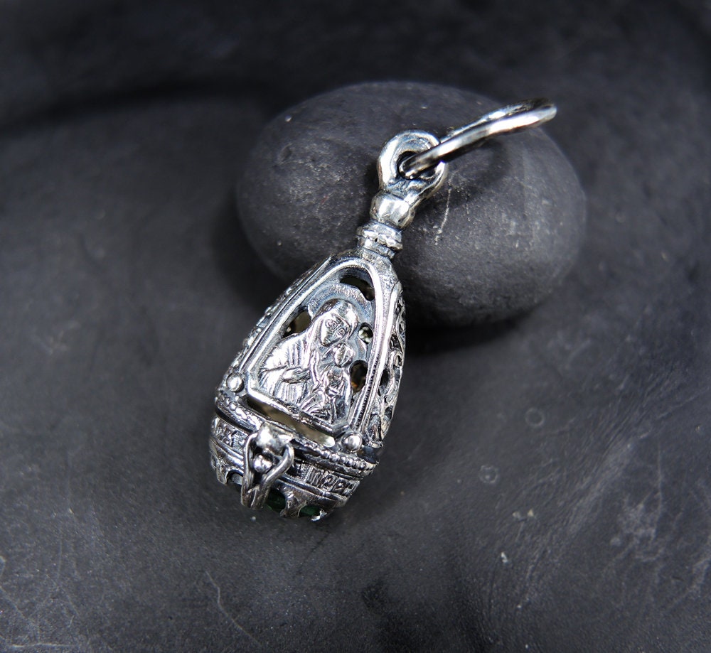 Sterling Silver Christian Locket Pendant Virgin Mary with Etsy