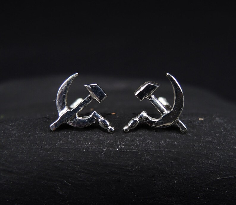 Small Sterling silver stud earrings Hammer and Sickle Etsy