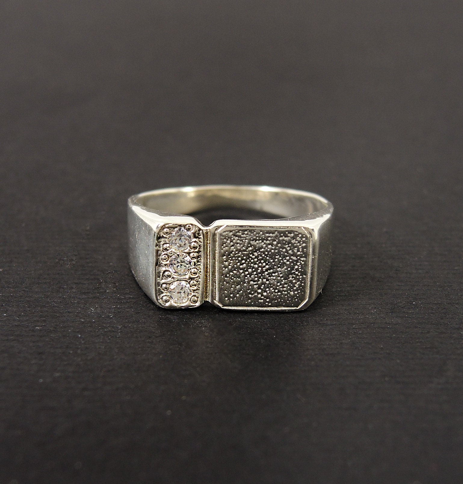 Sterling silver ring Geometric stone silver ring Etsy