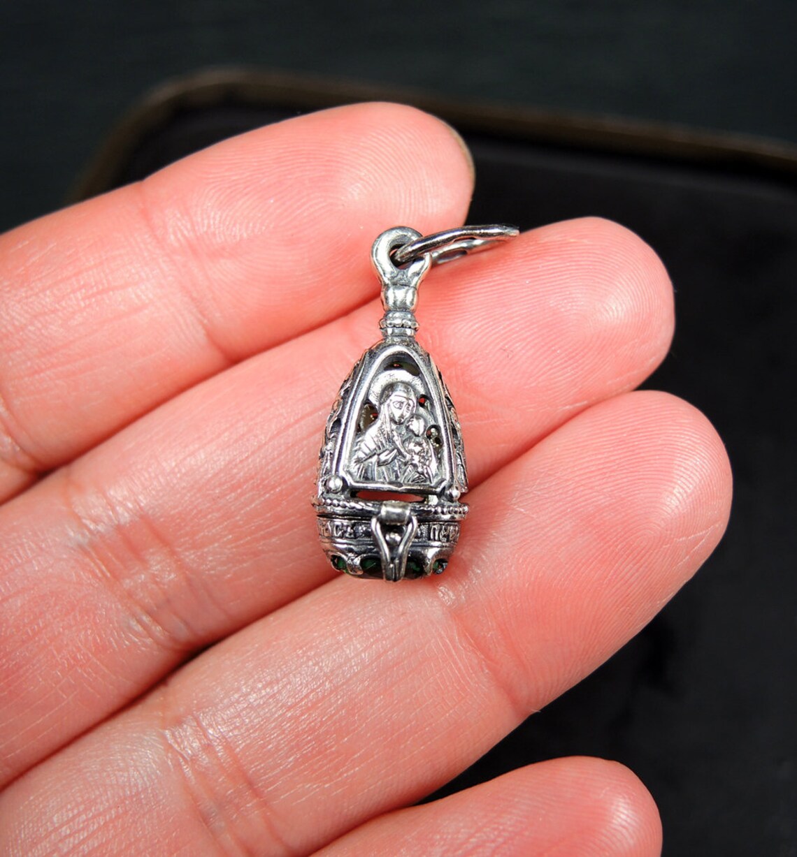 Sterling Silver Christian Locket Pendant Virgin Mary with Etsy