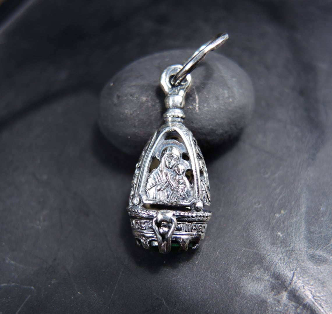 Sterling Silver Christian Locket Pendant Virgin Mary with Etsy