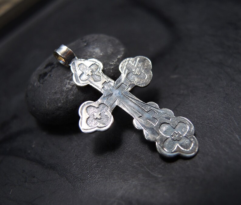 silver 84 Imperial Russia cross 19th century Antique Sterling Silver Cross Jesus Christ Crucifix Orthodox Cross