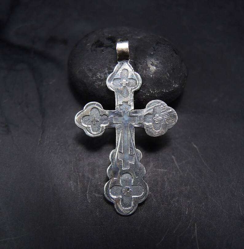 silver 84 Imperial Russia cross 19th century Antique Sterling Silver Cross Jesus Christ Crucifix Orthodox Cross