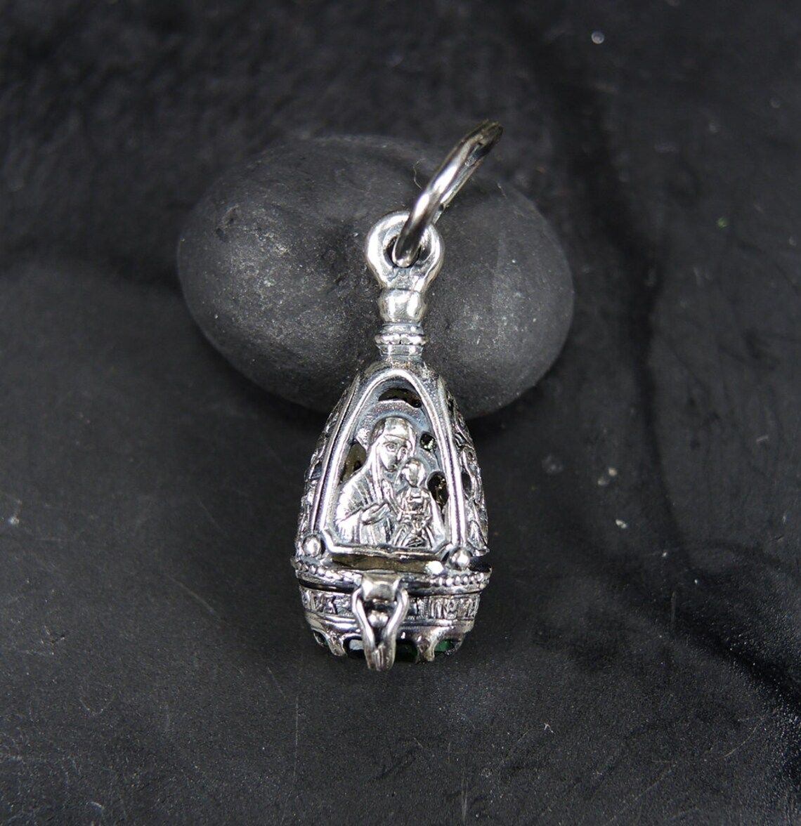 Sterling Silver Christian Locket Pendant Virgin Mary with Etsy