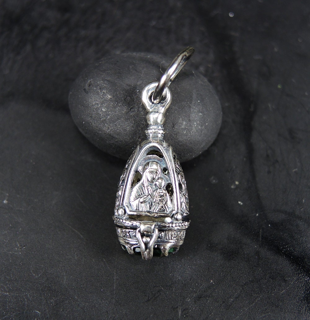 Sterling Silver Christian Locket Pendant Virgin Mary with Etsy