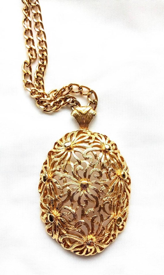 Midcentury Mod Monet Pendant Necklace, Gold Plated