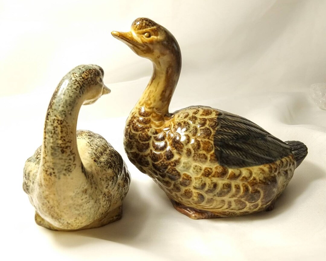 Pair of Japanese Ceramic Geese Figurines Vintage Japan Etsy