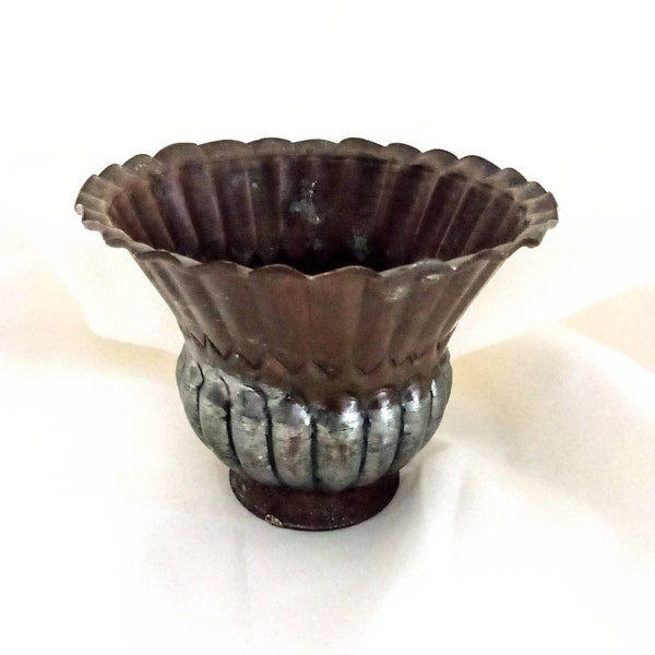 Vintage Copper Plated Tin Vase United Arab, Handcrafted Copper Tin Vase