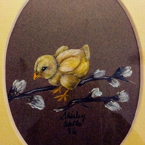 Set of 2- Framed Baby Chicks Original Art, Set of 2 Signed Framed Chick Paintings, Children&#39;s Room, Nursery, Farmhouse Decor