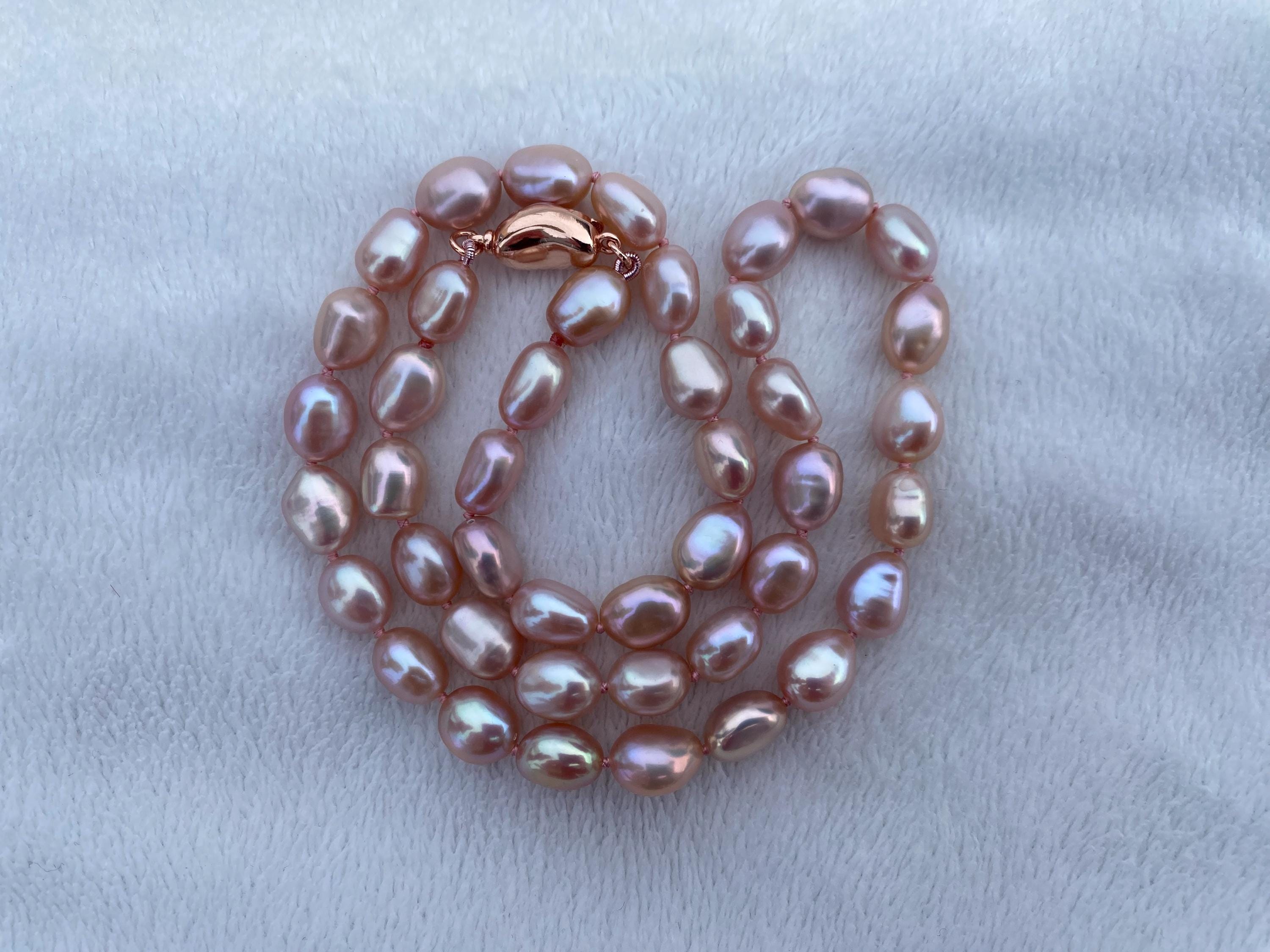 Collier De Perles D'eau Douce Véritable - 51 Cm, Perles 8.5-9.5 Mm - Neuf Avec étiquettes