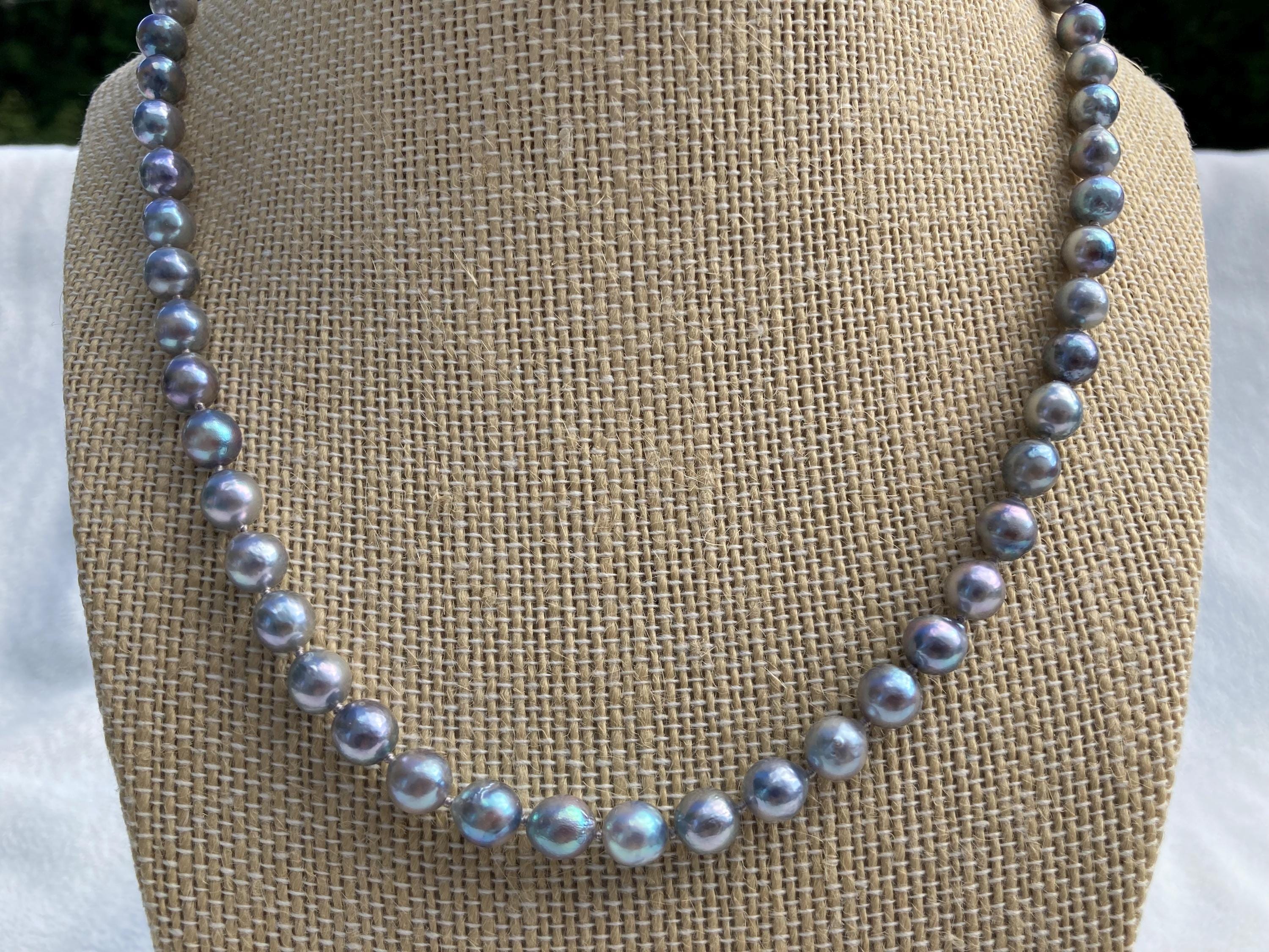Collana di perle barocche Akoya da 7 mm-8 mm, colore grigio Collana di perle barocche Akoya da 7 mm-8 mm, colore grigio