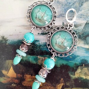 Boucles D'oreilles Dormeuses Ou Clips Turquoise - Verre Cristal, Métal Argenté - Neufes Avec étiquettes - Lot 1 à 5 Pièces