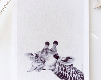 Illustration “The Giraffe” postcard A5 format