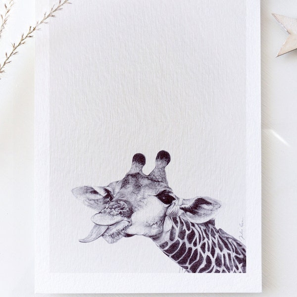 Illustration « La Girafe » carte postale format A5