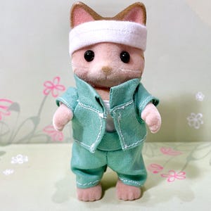 TRACK SUIT for FATHER or Adult Original hand-made shirt/pants clothes for Calico Critters doll - jogging suit, green!