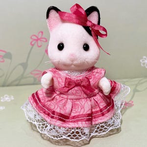 Robe soeur - tenue originale faite main pour créatures en calicot - rose rosé avec noeud d&#39;oreille