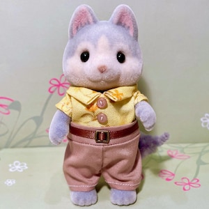 FATHER OUTFIT Original hand-made shirt/pants clothes for Calico Critters doll - Handsome yellow shirt and trousers!